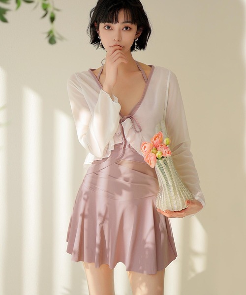 OSYAREVO（オシャレボ）の「シアー カーディガン 付き カシュクール