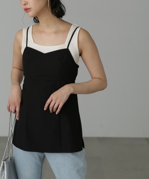 FREE'S MART(フリーズマート)の「◆バックオープンチュニックキャミソール(シャツ/ブラウス・レディース・ベージュ/ブラック・FREE)」の5枚目の写真