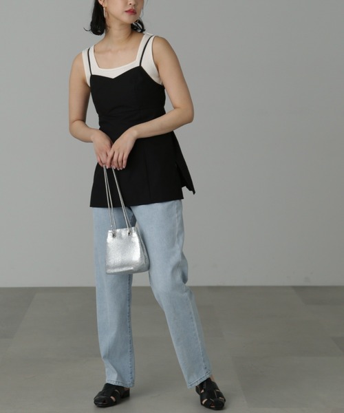 FREE'S MART(フリーズマート)の「◆バックオープンチュニックキャミソール(シャツ/ブラウス・レディース・ベージュ/ブラック・FREE)」の6枚目の写真