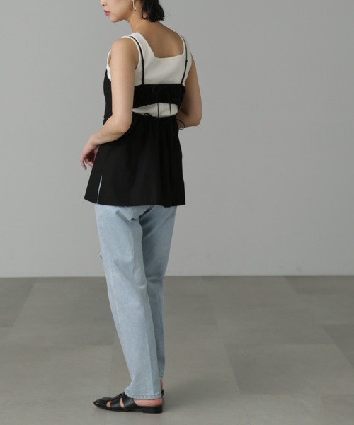 FREE'S MART(フリーズマート)の「◆バックオープンチュニックキャミソール(シャツ/ブラウス・レディース・ベージュ/ブラック・FREE)」の7枚目の写真