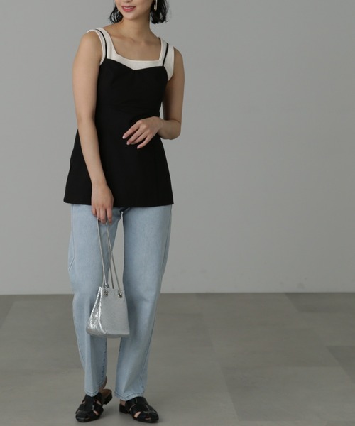 FREE'S MART(フリーズマート)の「◆バックオープンチュニックキャミソール(シャツ/ブラウス・レディース・ベージュ/ブラック・FREE)」の8枚目の写真