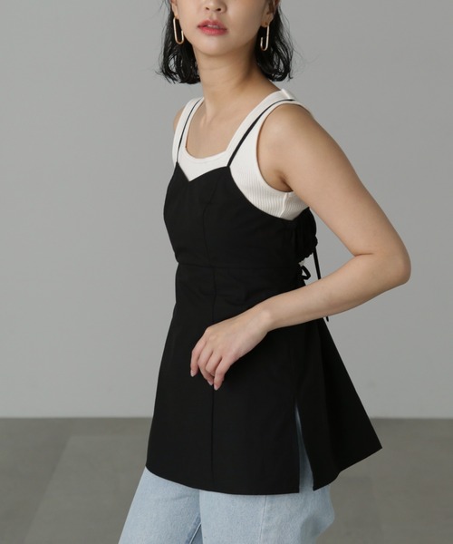 FREE'S MART(フリーズマート)の「◆バックオープンチュニックキャミソール(シャツ/ブラウス・レディース・ベージュ/ブラック・FREE)」の3枚目の写真