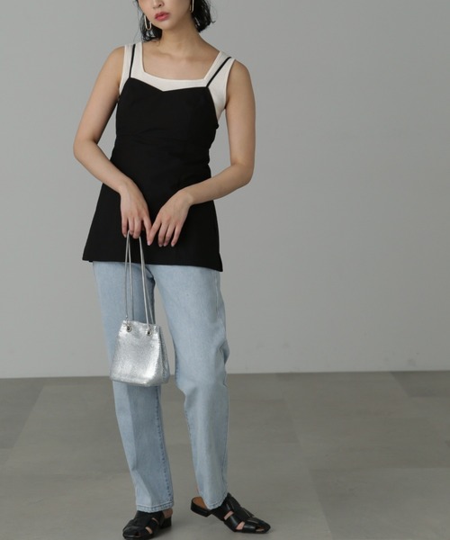 FREE'S MART(フリーズマート)の「◆バックオープンチュニックキャミソール(シャツ/ブラウス・レディース・ベージュ/ブラック・FREE)」の9枚目の写真