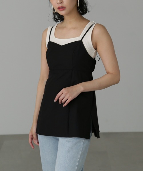 FREE'S MART(フリーズマート)の「◆バックオープンチュニックキャミソール(シャツ/ブラウス・レディース・ベージュ/ブラック・FREE)」の10枚目の写真