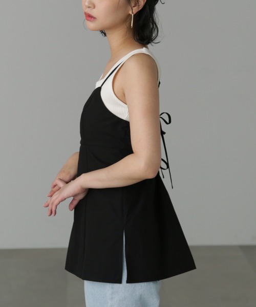 FREE'S MART(フリーズマート)の「◆バックオープンチュニックキャミソール(シャツ/ブラウス・レディース・ベージュ/ブラック・FREE)」の11枚目の写真