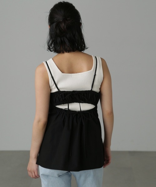 FREE'S MART(フリーズマート)の「◆バックオープンチュニックキャミソール(シャツ/ブラウス・レディース・ベージュ/ブラック・FREE)」の12枚目の写真