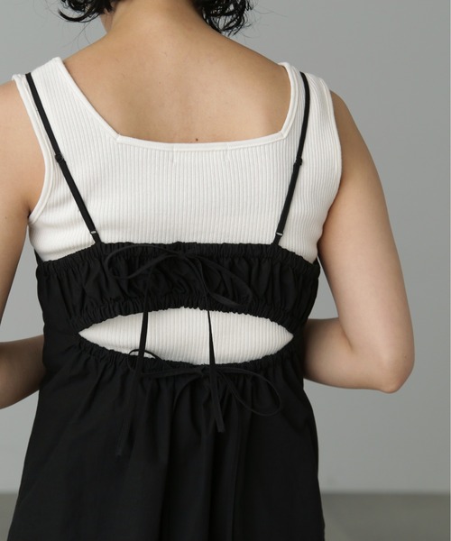 FREE'S MART(フリーズマート)の「◆バックオープンチュニックキャミソール(シャツ/ブラウス・レディース・ベージュ/ブラック・FREE)」の15枚目の写真