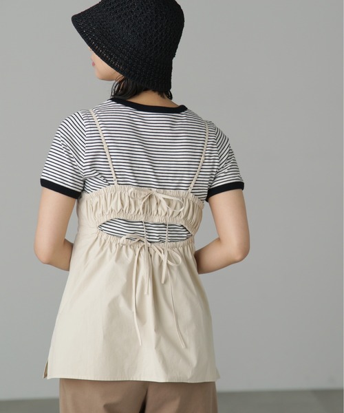 FREE'S MART(フリーズマート)の「◆バックオープンチュニックキャミソール(シャツ/ブラウス・レディース・ベージュ/ブラック・FREE)」の18枚目の写真