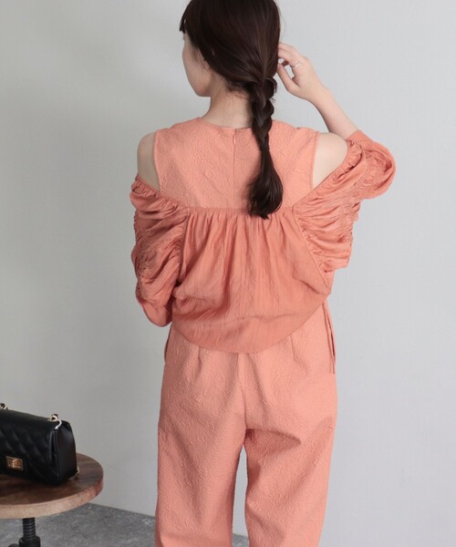 fredy emue(フレディエミュ)の「ふくれジャガードオールインワン(つなぎ/オールインワン・レディース・ブラック/ベージュ/オレンジ・36/38)」の13枚目の写真