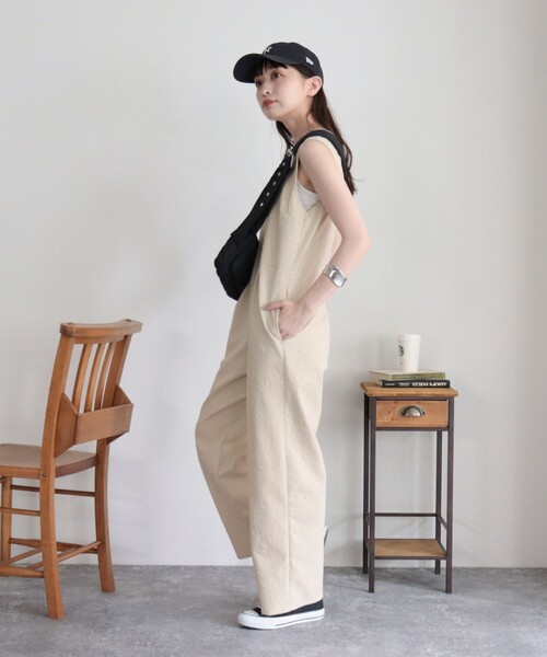 fredy emue(フレディエミュ)の「ふくれジャガードオールインワン(つなぎ/オールインワン・レディース・ブラック/ベージュ/オレンジ・36/38)」の19枚目の写真