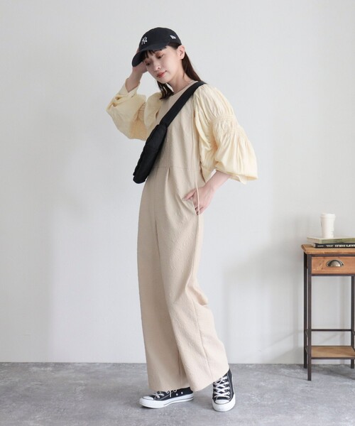 fredy emue(フレディエミュ)の「ふくれジャガードオールインワン(つなぎ/オールインワン・レディース・ブラック/ベージュ/オレンジ・36/38)」の21枚目の写真