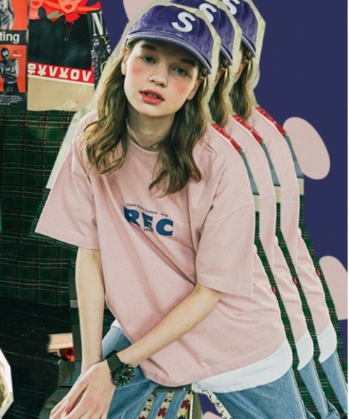 WV PROJECT(ダブリューブイプロジェクト)の「【WV PROJECT/ダブリューブイプロジェクト】Record Short-sleeve Tee レコード プリント 半袖 Tシャツ(Tシャツ/カットソー・メンズ・ホワイト/グリーン/ピンク/ネイビー/ブラック・S/M/L)」の5枚目の写真