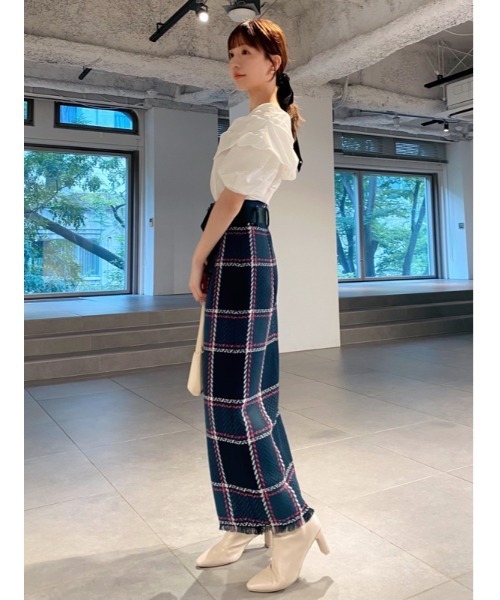 SNIDEL スナイデル ベルティッドロービングチェックタイトスカート　Sサイズ SNIDEL（スナイデル）の「ベルティッドロービングチェックタイト