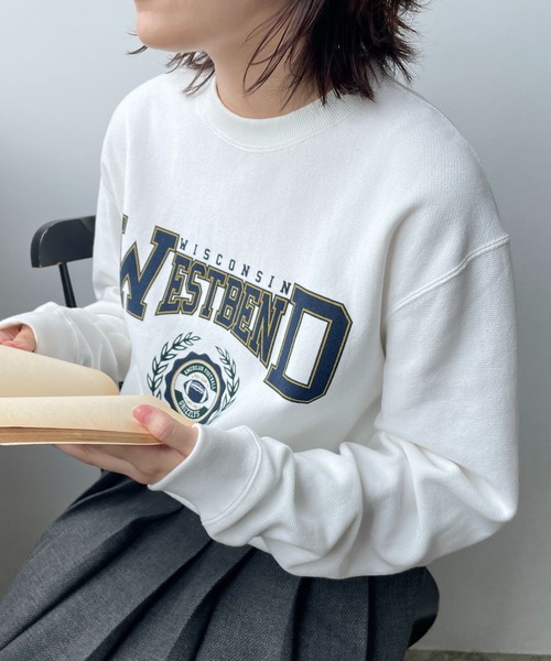 LOWRYS FARM(ローリーズファーム)の「アメフトカレッジウラケロングスリーブ 966165(スウェット・レディース・アイボリー/チャコールグレー/グレー/グリーン/グレー系その他・FREE)」の10枚目の写真