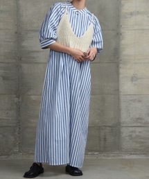 Amiur | stripe shoulder tuck shirt ops / ストライプショルダータックシャツワンピース(ワンピース)