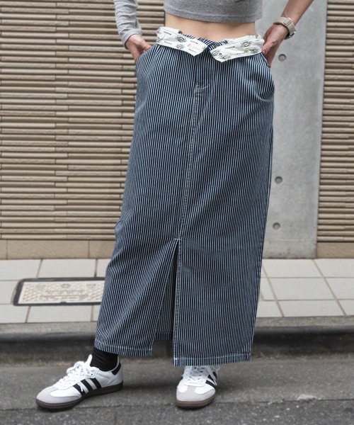 Dickies（ディッキーズ）の「【Dickies】サスペンダー付き タイトロングスカート 3187-6402（スカート・レディース・アイボリー/ベージュ/ブラック/マルチ/パープル/オリーブ/インディゴブルー・M/L）」の10枚目の写真