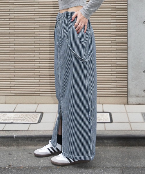 Dickies（ディッキーズ）の「【Dickies】サスペンダー付き タイトロングスカート 3187-6402（スカート・レディース・アイボリー/ベージュ/ブラック/マルチ/パープル/オリーブ/インディゴブルー・M/L）」の12枚目の写真