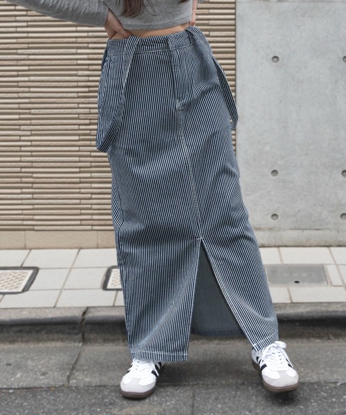 Dickies（ディッキーズ）の「【Dickies】サスペンダー付き タイトロングスカート 3187-6402（スカート・レディース・アイボリー/ベージュ/ブラック/マルチ/パープル/オリーブ/インディゴブルー・M/L）」の9枚目の写真