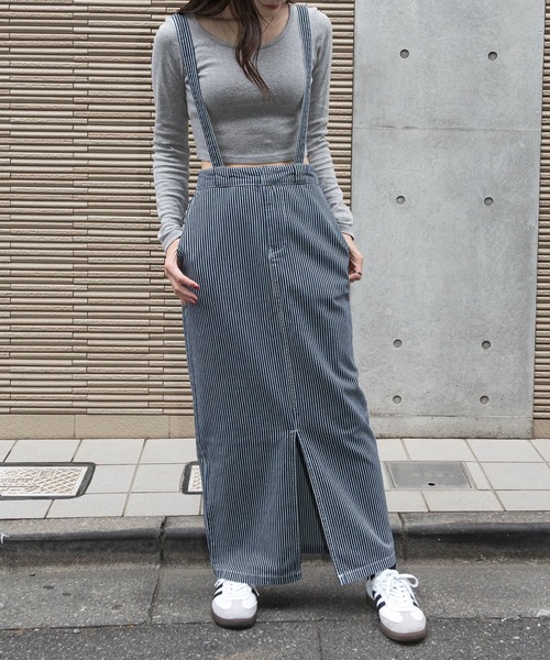 Dickies（ディッキーズ）の「【Dickies】サスペンダー付き タイトロングスカート 3187-6402（スカート・レディース・アイボリー/ベージュ/ブラック/マルチ/パープル/オリーブ/インディゴブルー・M/L）」の18枚目の写真