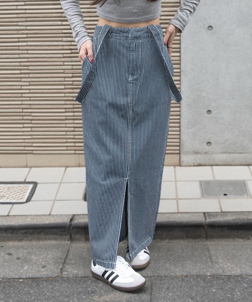 Dickies（ディッキーズ）の「【Dickies】サスペンダー付き タイトロングスカート 3187-6402（スカート・レディース・アイボリー/ベージュ/ブラック/マルチ/パープル/オリーブ/インディゴブルー・M/L）」の8枚目の写真