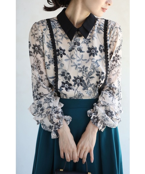 cawaii(カワイイ)の「重なる2重襟の花描くデッサンブラウストップス(シャツ/ブラウス・レディース・ベージュ・FREE)」の8枚目の写真