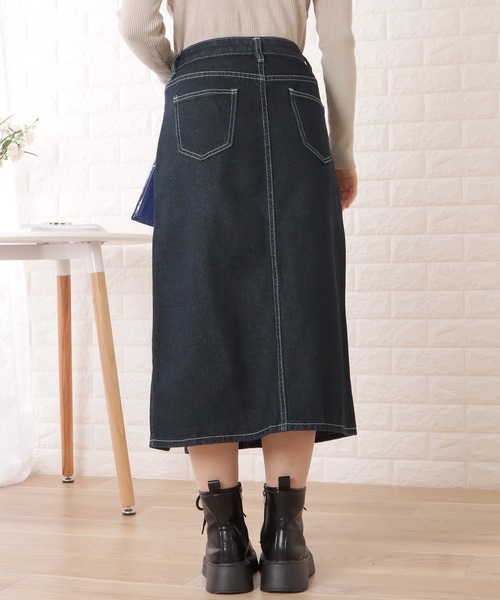 Lace Ladies（レースレディース）の「スリット入りデニムミディアムスカート（スカート・レディース・ダークグレー・M/S/L）」の3枚目の写真