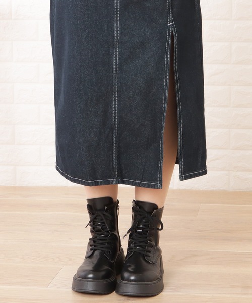 Lace Ladies（レースレディース）の「スリット入りデニムミディアムスカート（スカート・レディース・ダークグレー・M/S/L）」の11枚目の写真