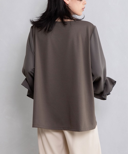 MARECHAL TERRE（マルシャルテル）の「袖フリルプルオーバー（Tシャツ/カットソー・レディース・ネイビー/ホワイト/ブラック/カーキ・MEDIUM）」の14枚目の写真