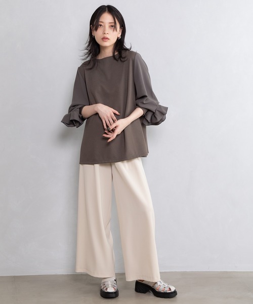 MARECHAL TERRE（マルシャルテル）の「袖フリルプルオーバー（Tシャツ/カットソー・レディース・ネイビー/ホワイト/ブラック/カーキ・MEDIUM）」の15枚目の写真