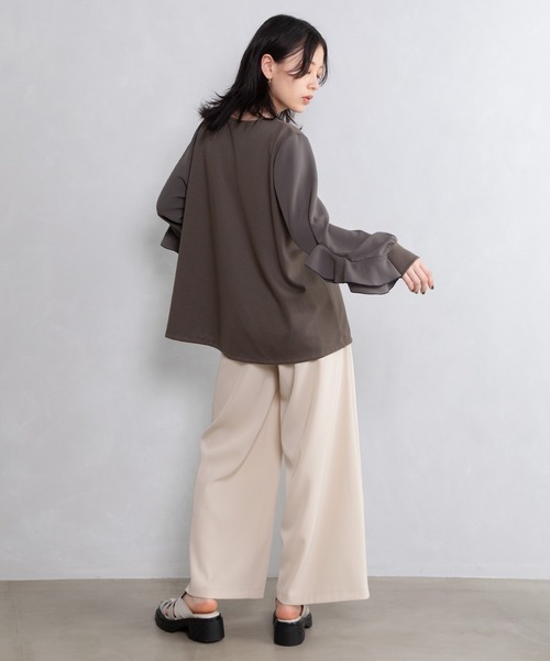 MARECHAL TERRE（マルシャルテル）の「袖フリルプルオーバー（Tシャツ/カットソー・レディース・ネイビー/ホワイト/ブラック/カーキ・MEDIUM）」の16枚目の写真