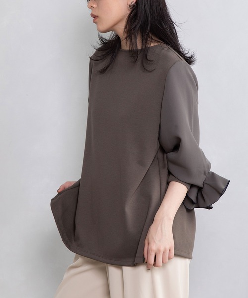 MARECHAL TERRE（マルシャルテル）の「袖フリルプルオーバー（Tシャツ/カットソー・レディース・ネイビー/ホワイト/ブラック/カーキ・MEDIUM）」の17枚目の写真