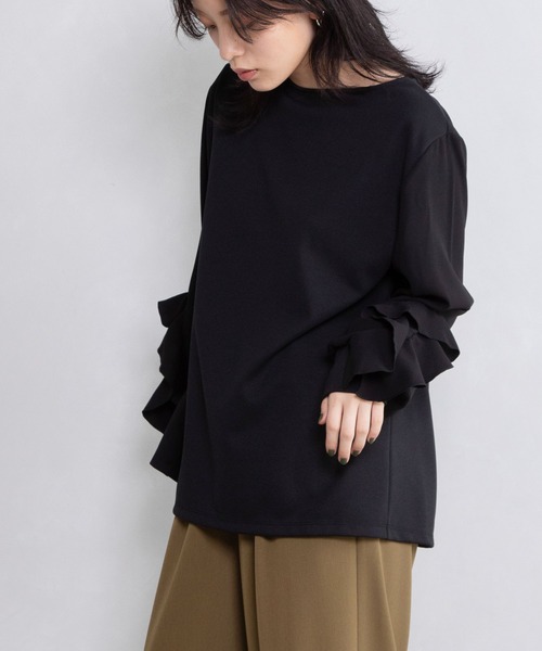 MARECHAL TERRE（マルシャルテル）の「袖フリルプルオーバー（Tシャツ/カットソー・レディース・ネイビー/ホワイト/ブラック/カーキ・MEDIUM）」の18枚目の写真