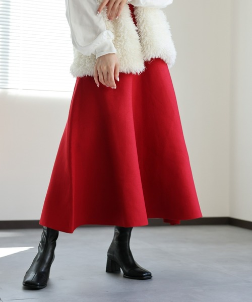 sakishimatokyo(サキシマトーキョー)の「ニットフレアスカート(スカート・レディース・パープル/アイボリー/レッド/ブラック/グレー・FREE)」の5枚目の写真