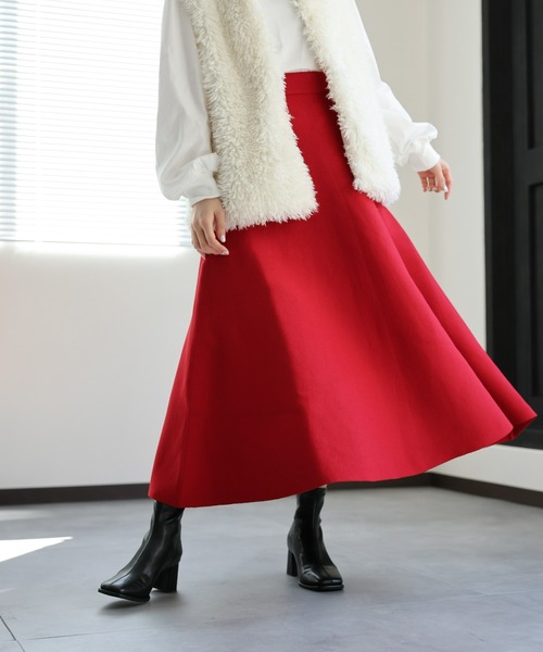 sakishimatokyo(サキシマトーキョー)の「ニットフレアスカート(スカート・レディース・パープル/アイボリー/レッド/ブラック/グレー・FREE)」の20枚目の写真