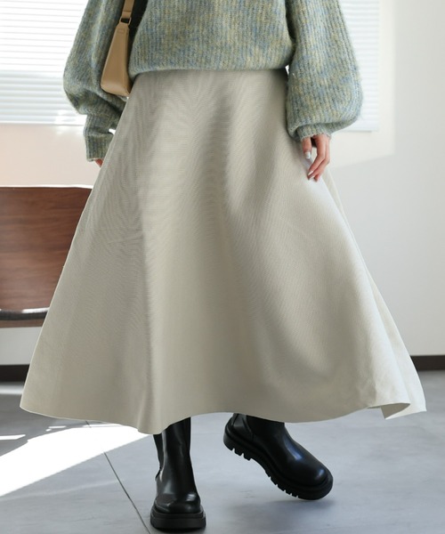 sakishimatokyo(サキシマトーキョー)の「ニットフレアスカート(スカート・レディース・パープル/アイボリー/レッド/ブラック/グレー・FREE)」の6枚目の写真