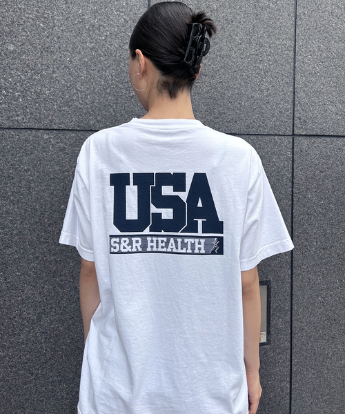 スポーティアンドリッチ　TEAM USA Tシャツ Team usa スポーティアンドリッチ 店舗 裏起毛 ロゴ柄 スウェット