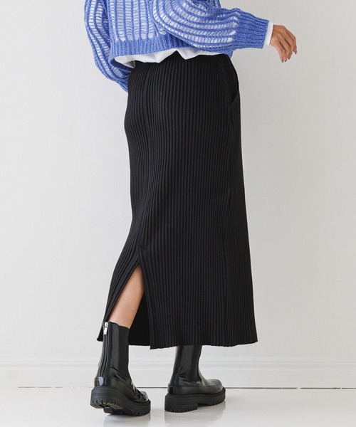 BAYFLOW（ベイフロー）の「ワイドリブスカート（スカート・レディース・グレー/ブラック/イエロー・MEDIUM/SMALL）」の6枚目の写真