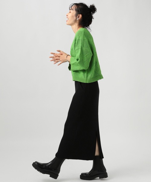 BAYFLOW（ベイフロー）の「ワイドリブスカート（スカート・レディース・グレー/ブラック/イエロー・MEDIUM/SMALL）」の15枚目の写真