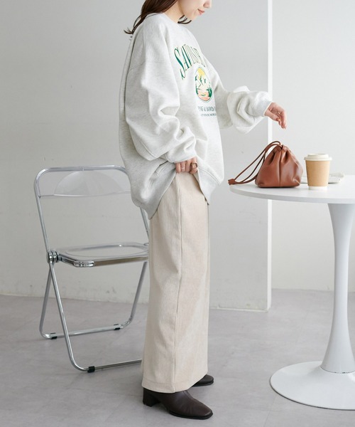 DISCOAT（ディスコート）の「【S～Lサイズあり】カットコールナロースカート（スカート・レディース・オレンジ/チャコールグレー/アイボリー・SMALL/MEDIUM/LARGE）」の7枚目の写真