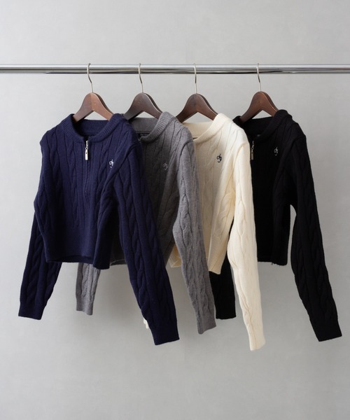 SpRay(スプレイ)の「ケーブル刺繍 ZIP カーディガン(カーディガン/ボレロ・レディース・グレー/ブラック/ネイビー/アイボリー・FREE)」の5枚目の写真