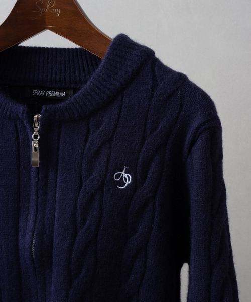 SpRay(スプレイ)の「ケーブル刺繍 ZIP カーディガン(カーディガン/ボレロ・レディース・グレー/ブラック/ネイビー/アイボリー・FREE)」の6枚目の写真