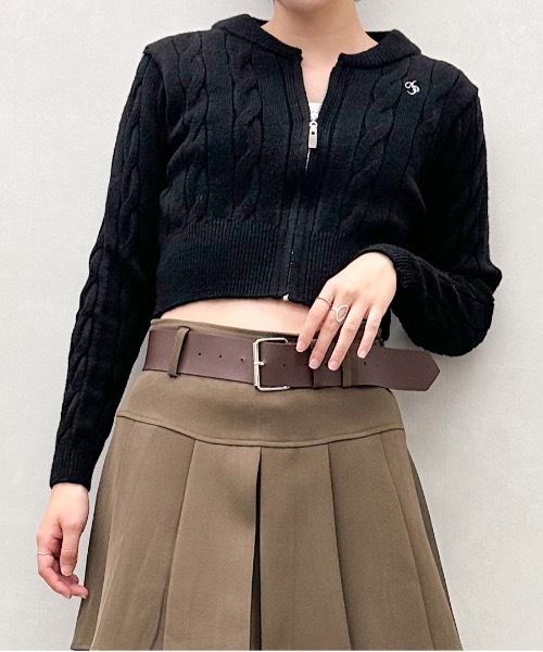 SpRay(スプレイ)の「ケーブル刺繍 ZIP カーディガン(カーディガン/ボレロ・レディース・グレー/ブラック/ネイビー/アイボリー・FREE)」の15枚目の写真