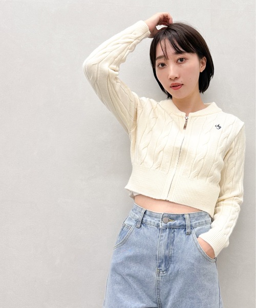 SpRay(スプレイ)の「ケーブル刺繍 ZIP カーディガン(カーディガン/ボレロ・レディース・グレー/ブラック/ネイビー/アイボリー・FREE)」の14枚目の写真
