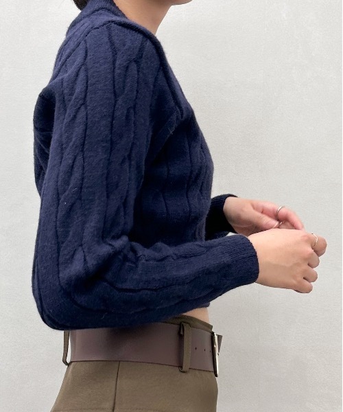 SpRay(スプレイ)の「ケーブル刺繍 ZIP カーディガン(カーディガン/ボレロ・レディース・グレー/ブラック/ネイビー/アイボリー・FREE)」の13枚目の写真