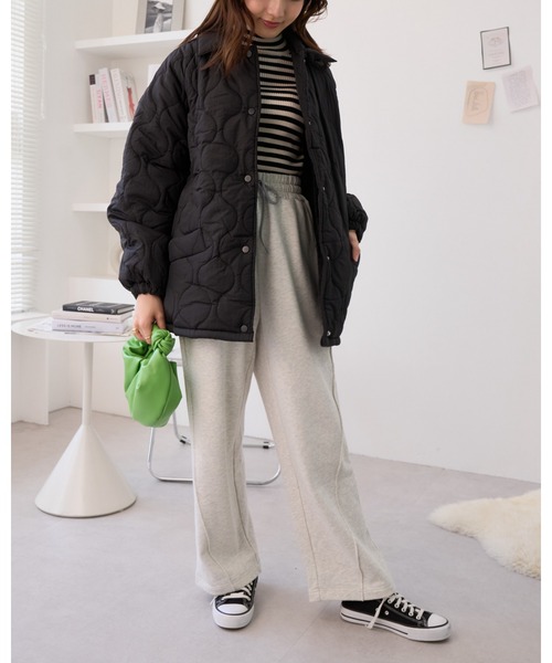 Ada.(エイダ)の「スウェット 切り替え カーブパンツ(スウェットパンツ・レディース・チャコールグレー/ブラック/オートミール・FREE)」の7枚目の写真