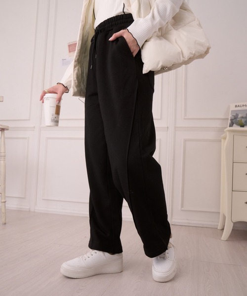 Ada.(エイダ)の「スウェット 切り替え カーブパンツ(スウェットパンツ・レディース・チャコールグレー/ブラック/オートミール・FREE)」の14枚目の写真