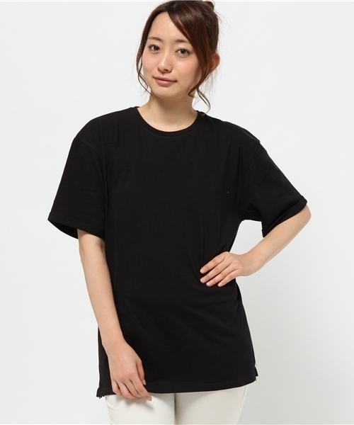 WEGO（ウィゴー）の「WEGO/サイドZIPロングTシャツ（Tシャツ/カットソー・レディース・オフホワイト/ホワイト系その他/ブラック・FREE）」の13枚目の写真