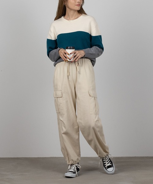 NAVY(ネイビー)の「NAVY もちもち 洗えるニット 3段切り替えプルオーバー(ニット/セーター・レディース・グリーン系/ネイビー/ピンク/イエロー・L/M)」の10枚目の写真