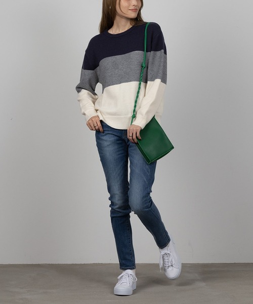 NAVY(ネイビー)の「NAVY もちもち 洗えるニット 3段切り替えプルオーバー(ニット/セーター・レディース・グリーン系/ネイビー/ピンク/イエロー・L/M)」の11枚目の写真