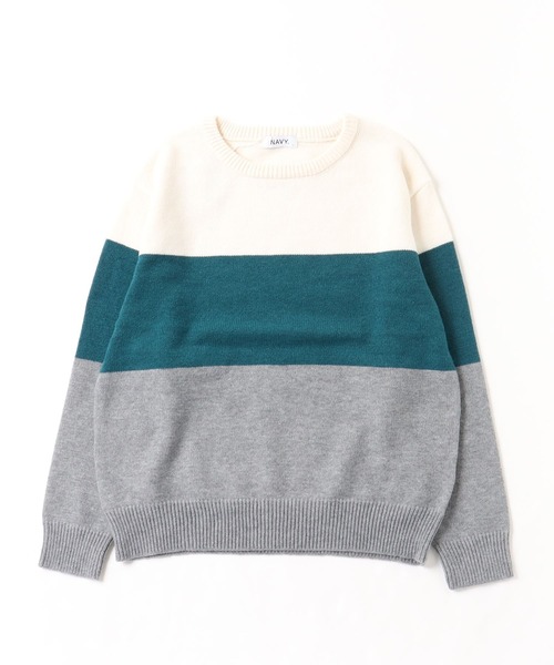 NAVY(ネイビー)の「NAVY もちもち 洗えるニット 3段切り替えプルオーバー(ニット/セーター・レディース・グリーン系/ネイビー/ピンク/イエロー・L/M)」の12枚目の写真